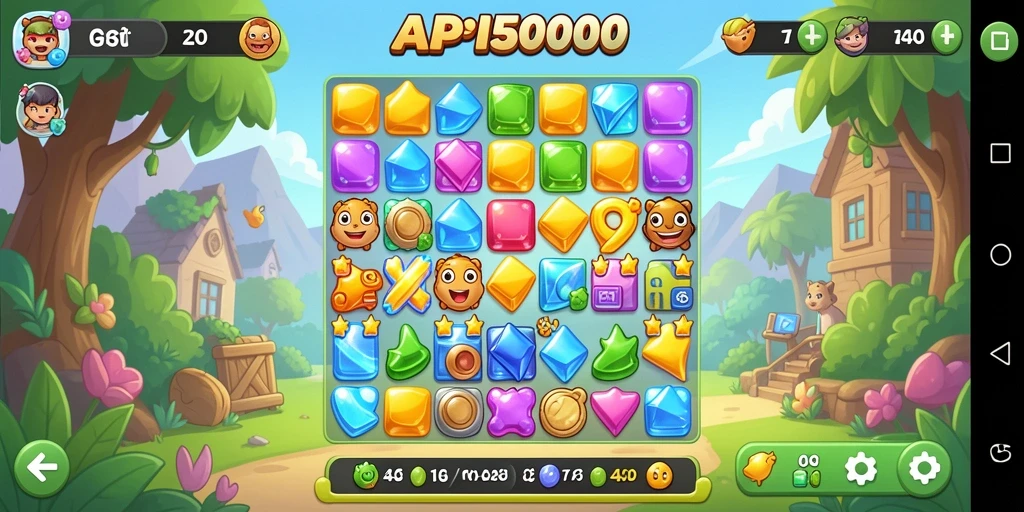 Tampilan seru gameplay <strong>API5000</strong> menampilkan kombinasi warna cerah dan tantangan Match-3.