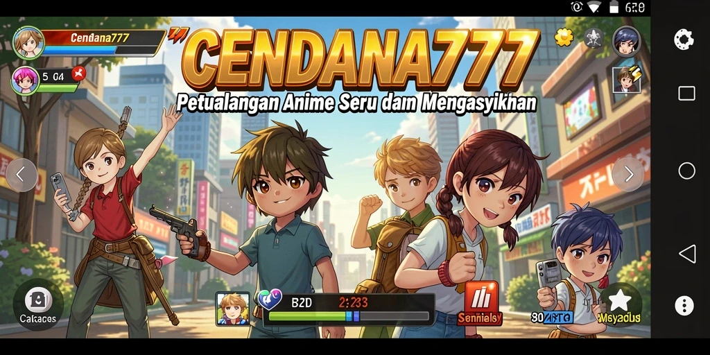 Screenshot gameplay dari CENDANA777 menampilkan pertarungan seru antar karakter anime.