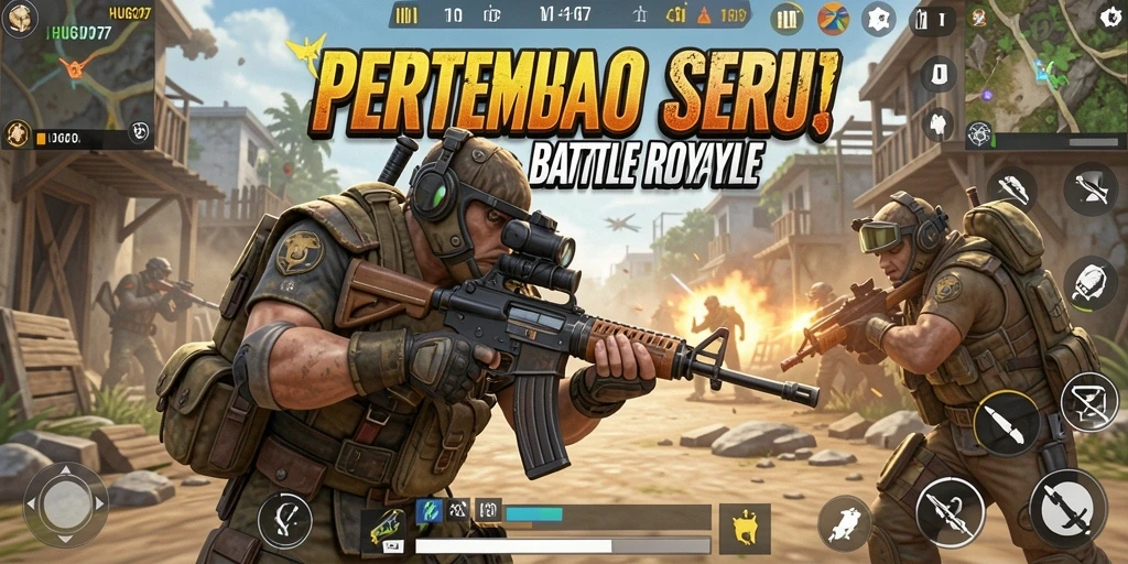 Tampilan gameplay seru dari HUGO77 dalam pertempuran Battle Royale.
