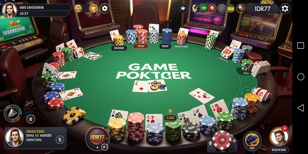 Tampilan gameplay IDR77 yang menarik saat bermain Poker.