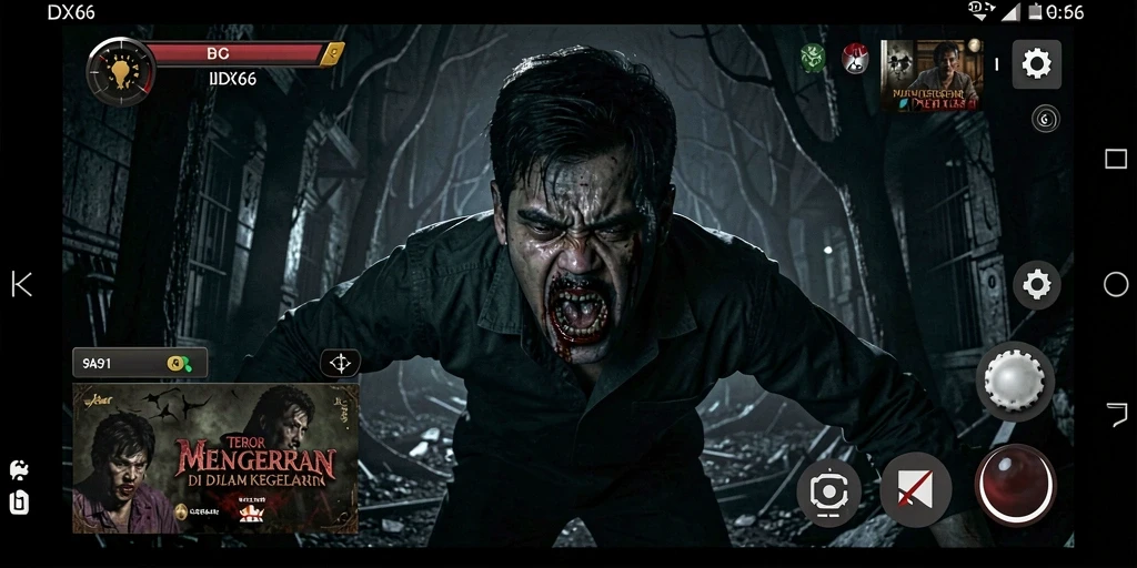 Screenshot gameplay menampilkan suasana mencekam dari IDX66.