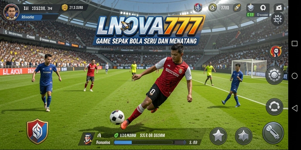 Tampilan seru dari gameplay LNOVA777 yang penuh aksi sepak bola.