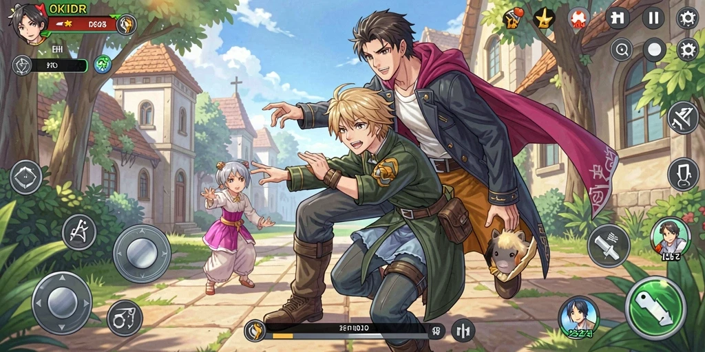 Tangkapan layar utama gameplay <strong>OKIDR</strong> yang menunjukkan karakter anime beraksi.