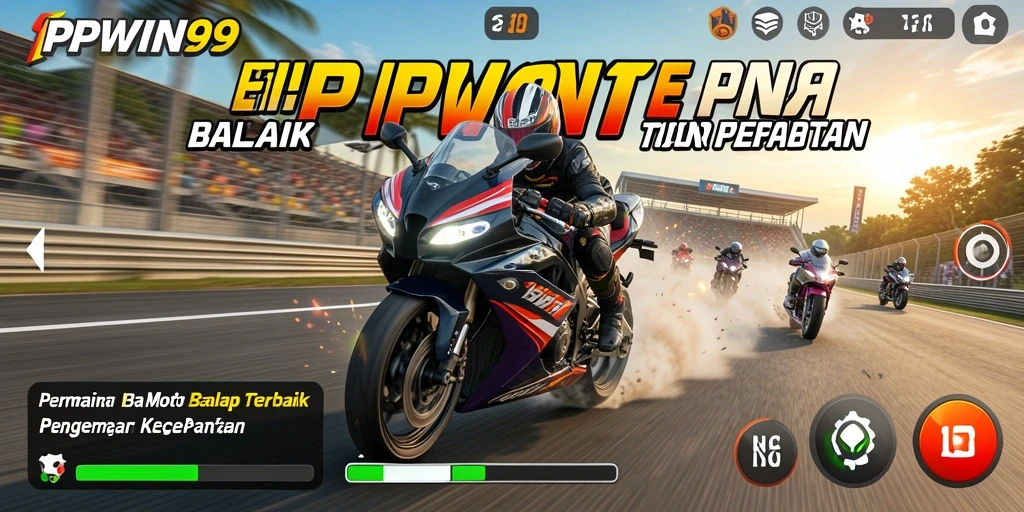 Gameplay balap motor yang mendebarkan dan seru.