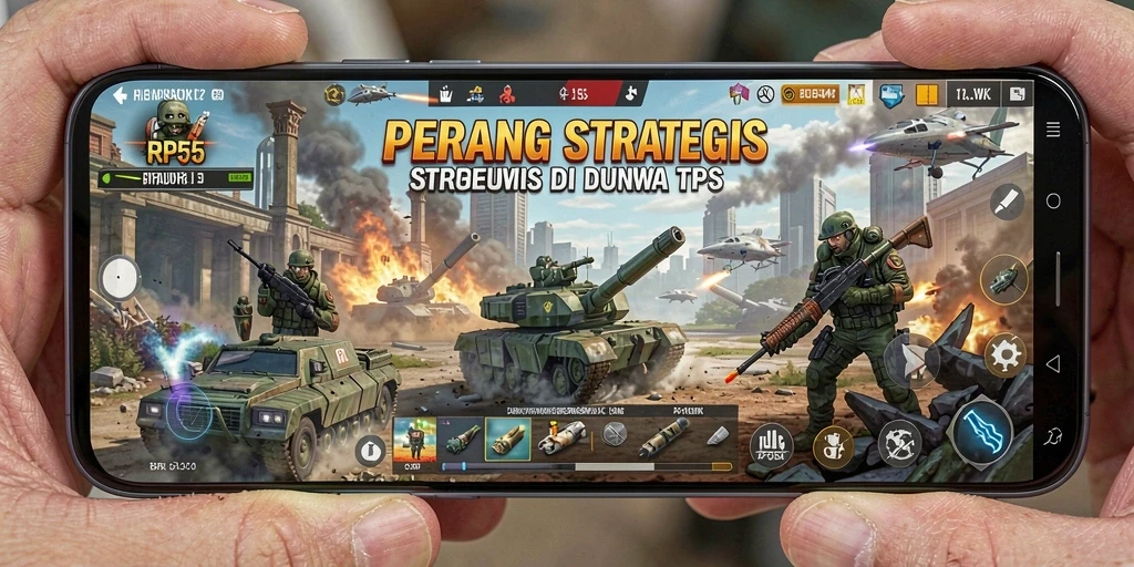 Tampilan gameplay RP55 yang seru dan mendebarkan di tengah medan perang.