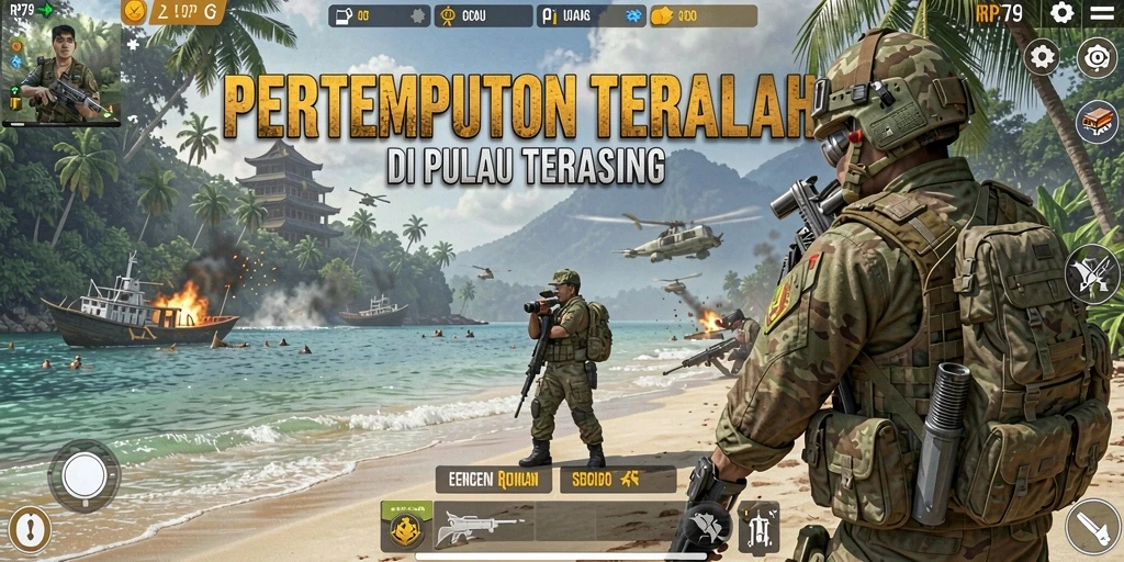 Menampilkan aksi seru dalam pertempuran Battle Royale.