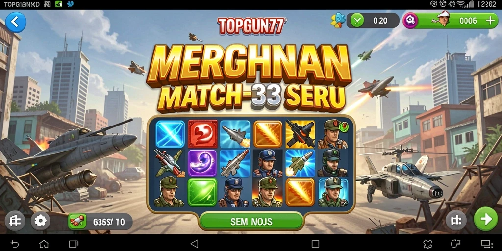 Tampilan menarik dari gameplay Match-3 di TOPGUN77.