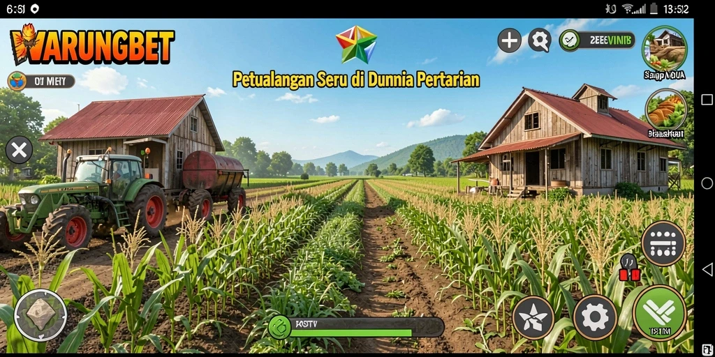 Tampilan utama gameplay <strong>WARUNGBET</strong> menunjukkan keseruan bertani yang interaktif.
